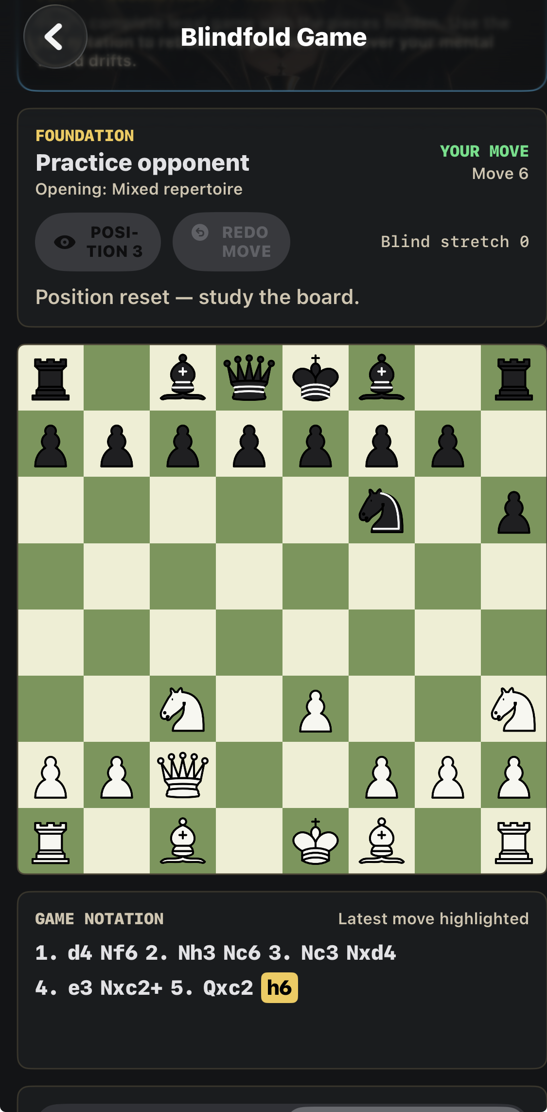 The same game briefly revealed to reconstruct the position. Revealing resets the current blind stretch.